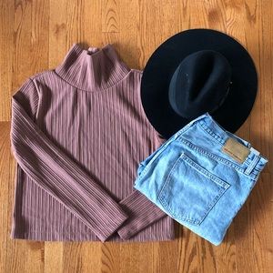 Aritzia Babaton Cropped Long Sleeve Ribbed Turtleneck.